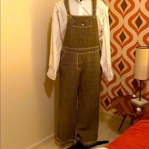 J jill taupe pinstripe bibs